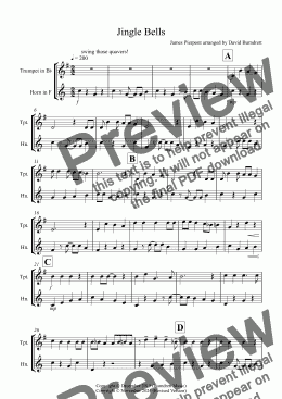 page one of Jingle Bells for Trumpet and Horn Duet 