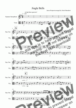 page one of Jingle Bells (Jazzy Style!) for Soprano Saxophone and Viola Duet