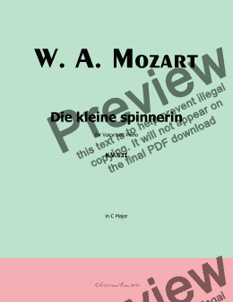 page one of W. A. Mozart-Die kleine spinnerin,in C Major