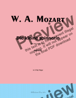 page one of W. A. Mozart-Die kleine spinnerin,in D flat Major