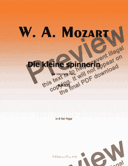 page one of W. A. Mozart-Die kleine spinnerin,in B flat Major