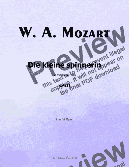 page one of W. A. Mozart-Die kleine spinnerin,in A flat Major