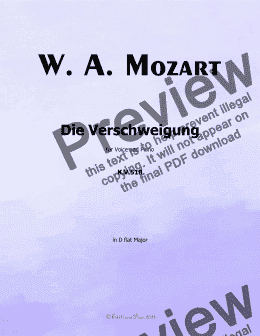 page one of W. A. Mozart-Die verschweigung,in D flat Major