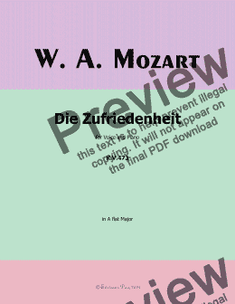 page one of W. A. Mozart-Die zufriedenheit,in A flat Major