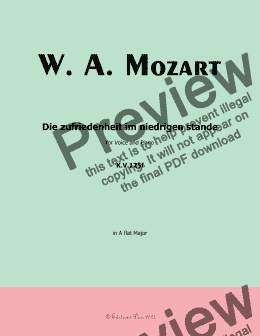 page one of W. A. Mozart-Die zufriedenheit im niedrigen stande,in A flat Major