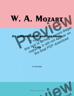 page one of W. A. Mozart-Die zufriedenheit im niedrigen stande,in E flat Major