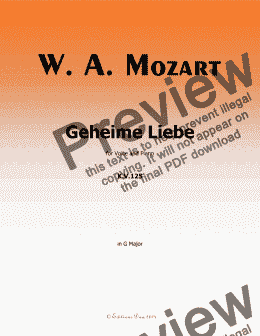 page one of W. A. Mozart-Geheime Liebe,in G Major