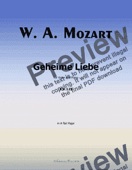 page one of W. A. Mozart-Geheime Liebe,in A flat Major