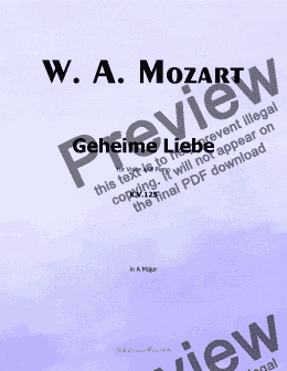 page one of W. A. Mozart-Geheime Liebe,in A Major