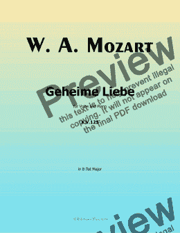 page one of W. A. Mozart-Geheime Liebe,in B flat Major