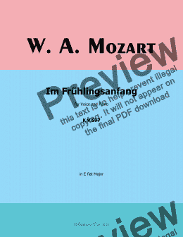 page one of W. A. Mozart-Im fruhlingsanfang,in E flat Major