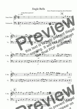 page one of Jingle Bells (Jazzy Style!) for Tenor Horn and Cello Duet