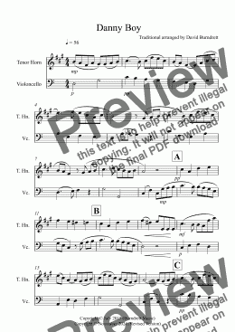 page one of Danny Boy for Tenor Horn and Cello Duet