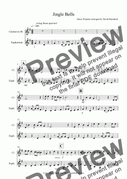 page one of Jingle Bells (Jazzy Style!) for Clarinet and Euphonium Duet