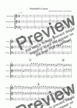 page one of Pachelbel's Canon for Alto, Tenor and Bass Recorder Trio