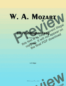 page one of W. A. Mozart-Im fruhlingsanfang,in D Major