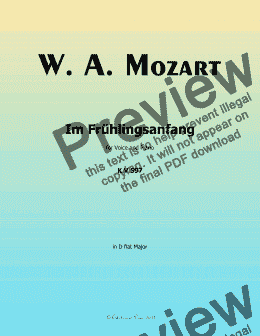 page one of W. A. Mozart-Im fruhlingsanfang,in D flat Major