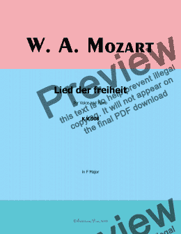 page one of W. A. Mozart-Lied der freiheit,in F Major