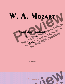 page one of W. A. Mozart-Lied der freiheit,in D Major