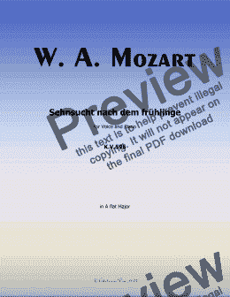 page one of W. A. Mozart-Sehnsucht nach dem fruhlinge,in A flat Major