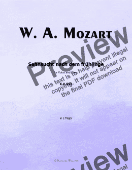 page one of W. A. Mozart-Sehnsucht nach dem fruhlinge,in E Major