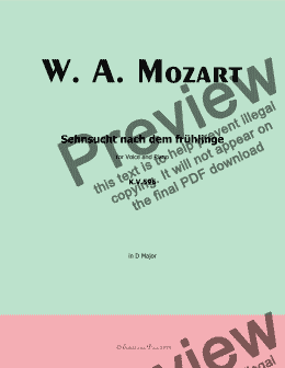 page one of W. A. Mozart-Sehnsucht nach dem fruhlinge,in D Major