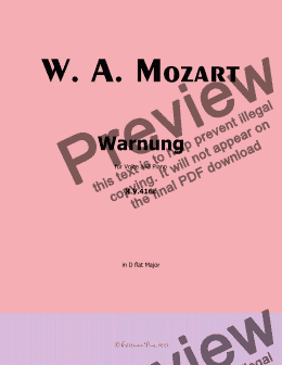 page one of W. A. Mozart-Warnung,in D flat Major