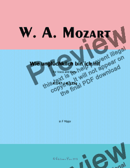 page one of W. A. Mozart-Wie ungluchklich bin ich nit,in F Major