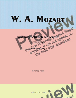 page one of W. A. Mozart-Wie ungluchklich bin ich nit,in F sharp Major