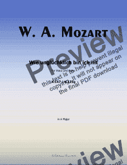 page one of W. A. Mozart-Wie ungluchklich bin ich nit,in A Major