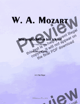 page one of W. A. Mozart-Wie ungluchklich bin ich nit,in E flat Major