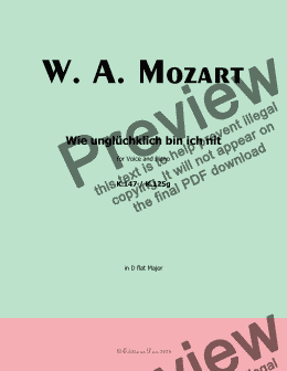 page one of W. A. Mozart-Wie ungluchklich bin ich nit,in D flat Major