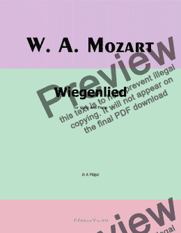 page one of W. A. Mozart-Wiegenlied,in A Major