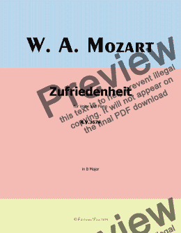 page one of W. A. Mozart-Zufriedenheit,in B Major