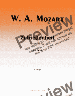 page one of W. A. Mozart-Zufriedenheit,in F Major