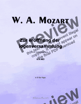 page one of W. A. Mozart-Zur eroffnung der logenversammlung,in B flat Major