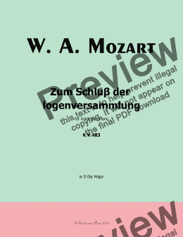 page one of W. A. Mozart-Zur eroffnung der logenversammlung,in D flat Major