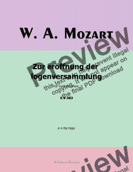 page one of W. A. Mozart-Zur eroffnung der logenversammlung,in A flat Major