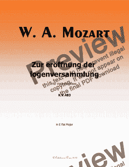 page one of W. A. Mozart-Zur eroffnung der logenversammlung,in E flat Major