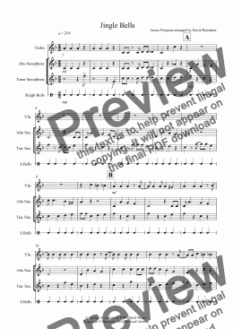 page one of Jingle Bells (Jazzy Style!) for Violin, Alto and Tenor Saxophone Trio