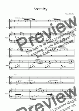 page one of  Serenity. Original for Flute, Alto Flute and Piano.