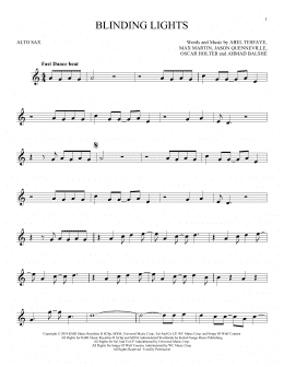 page one of Blinding Lights (Alto Sax Solo)