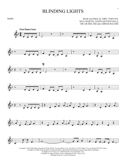 page one of Blinding Lights (French Horn Solo)