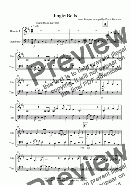 page one of Jingle Bells (Jazzy Style!) for Horn and Trombone Duet