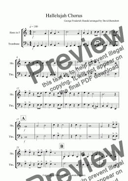 page one of Hallelujah Chorus for Horn and Trombone Duet