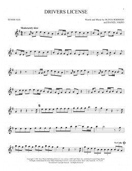 page one of Drivers License (Tenor Sax Solo)