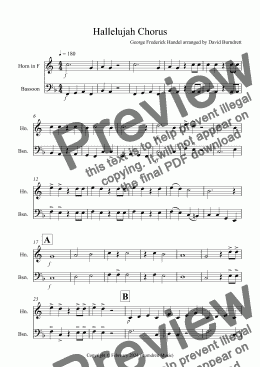 page one of Hallelujah Chorus for Horn and Bassoon Duet