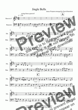 page one of Jingle Bells (Jazzy Style!) for Horn and Bassoon Duet