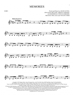 page one of Memories (French Horn Solo)