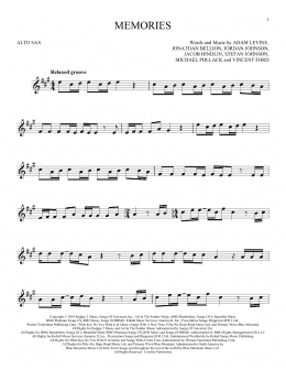 page one of Memories (Alto Sax Solo)